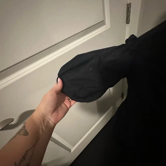 wild fable Black Lace-Up Off-Shoulder Puff Sleeve Top - Picture 3 of 4